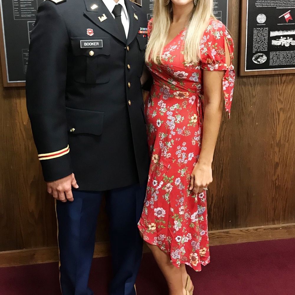 Floral Surplice Midi Dress